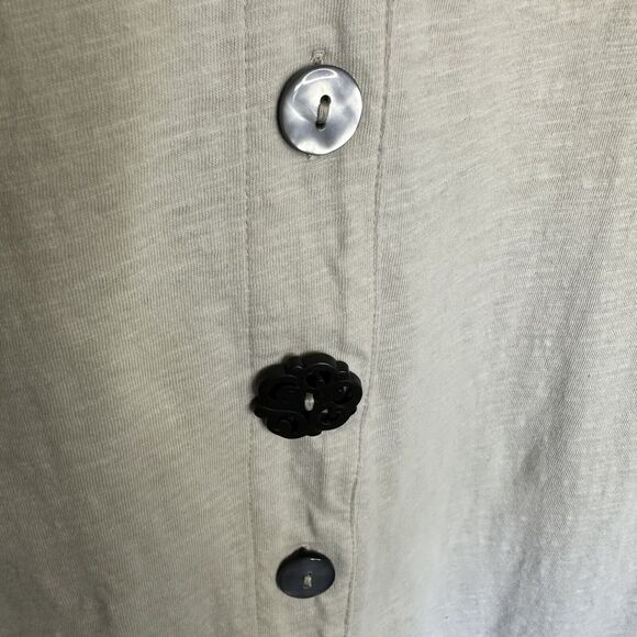 Soft Surroundings Tunic cotton knit Beige Oat top different unique buttons 1X - Picture 2 of 9